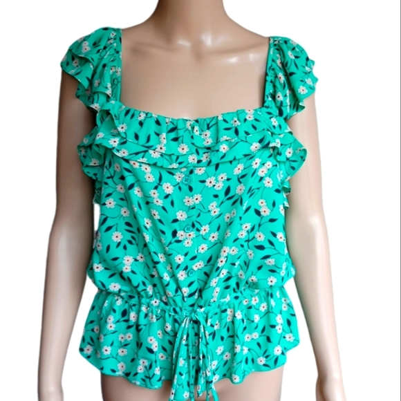 Cabi Sleeveless Top Green Floral Small - Picture 5 of 10